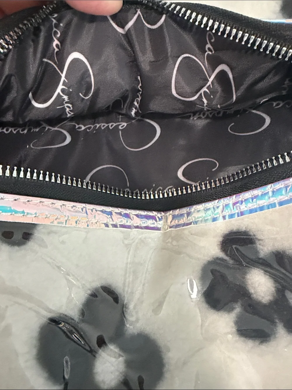 Jessica Simpson Cream and Black Floral Faux-Fur Backpack Value Set